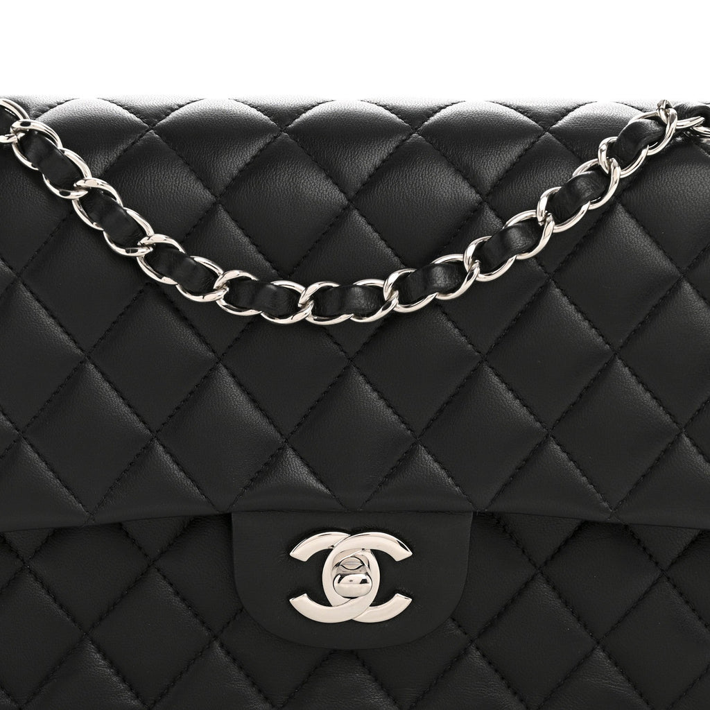 Chanel Lambskin Quilted Medium Double Flap Black