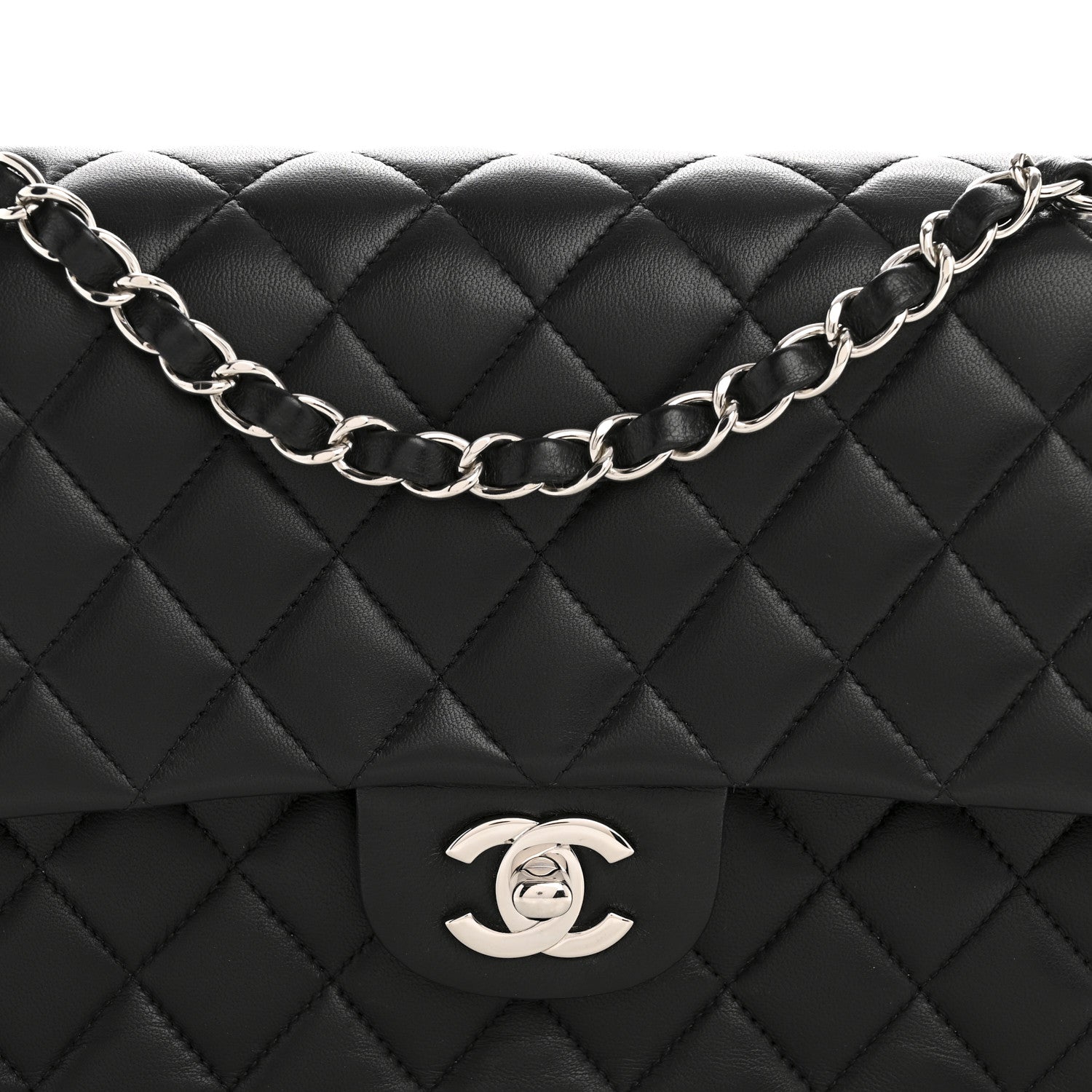 Chanel Lambskin Quilted Medium Double Flap Black
