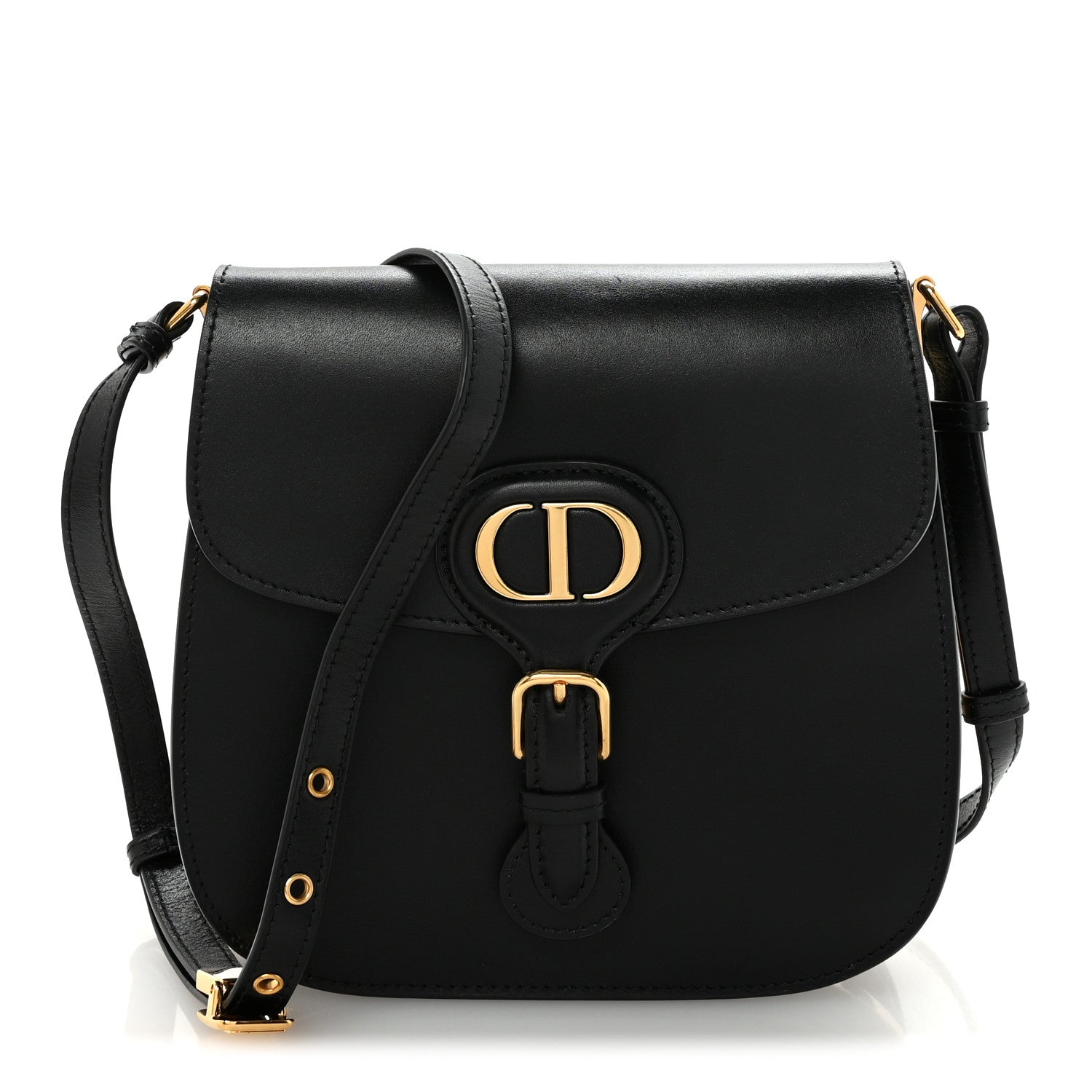 Christian Dior Box Calfskin Medium Bobby Frame Flap Black