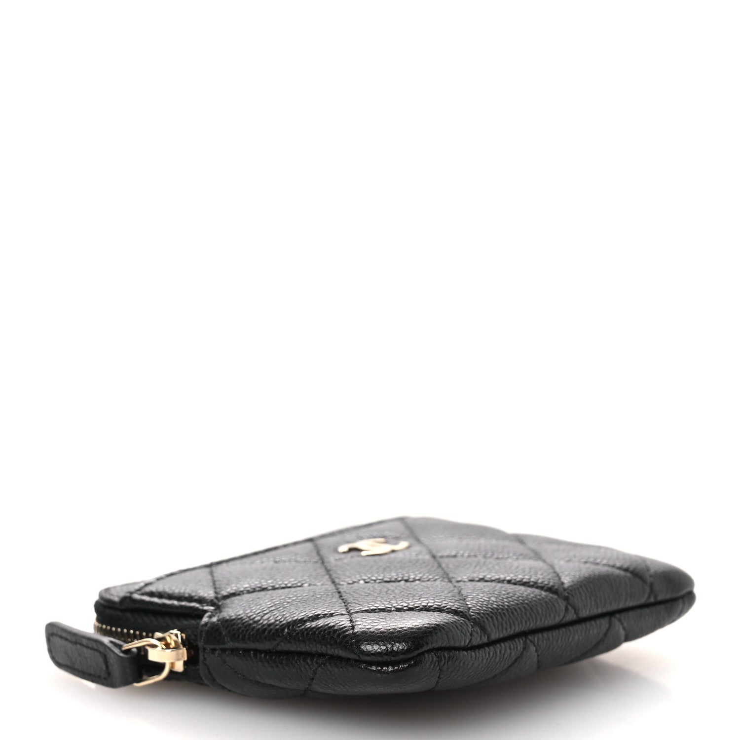 Caviar Quilted Zip Card Holder Wallet Black