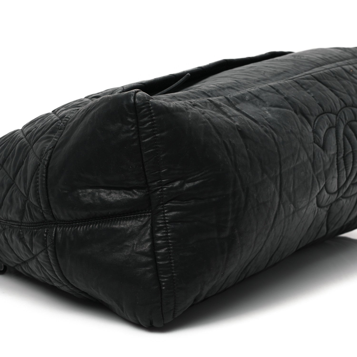 Chanel Coated Canvas Quilted Large Garment Travel Bag Black