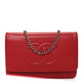 Chanel Caviar Timeless CC Wallet on Chain WOC Red