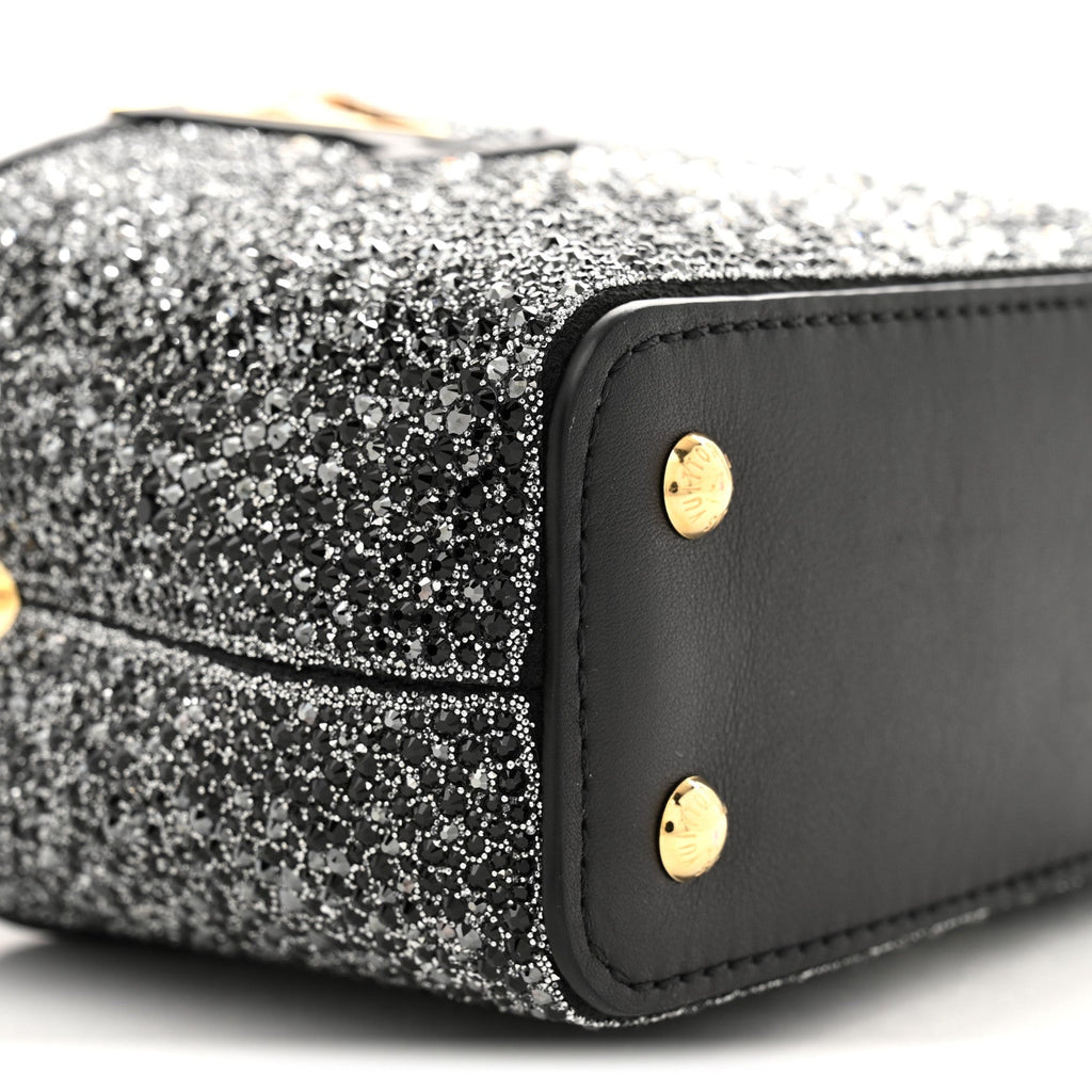 Louis Vuitton Crystal Cowhide Nano Capucines Silver Black
