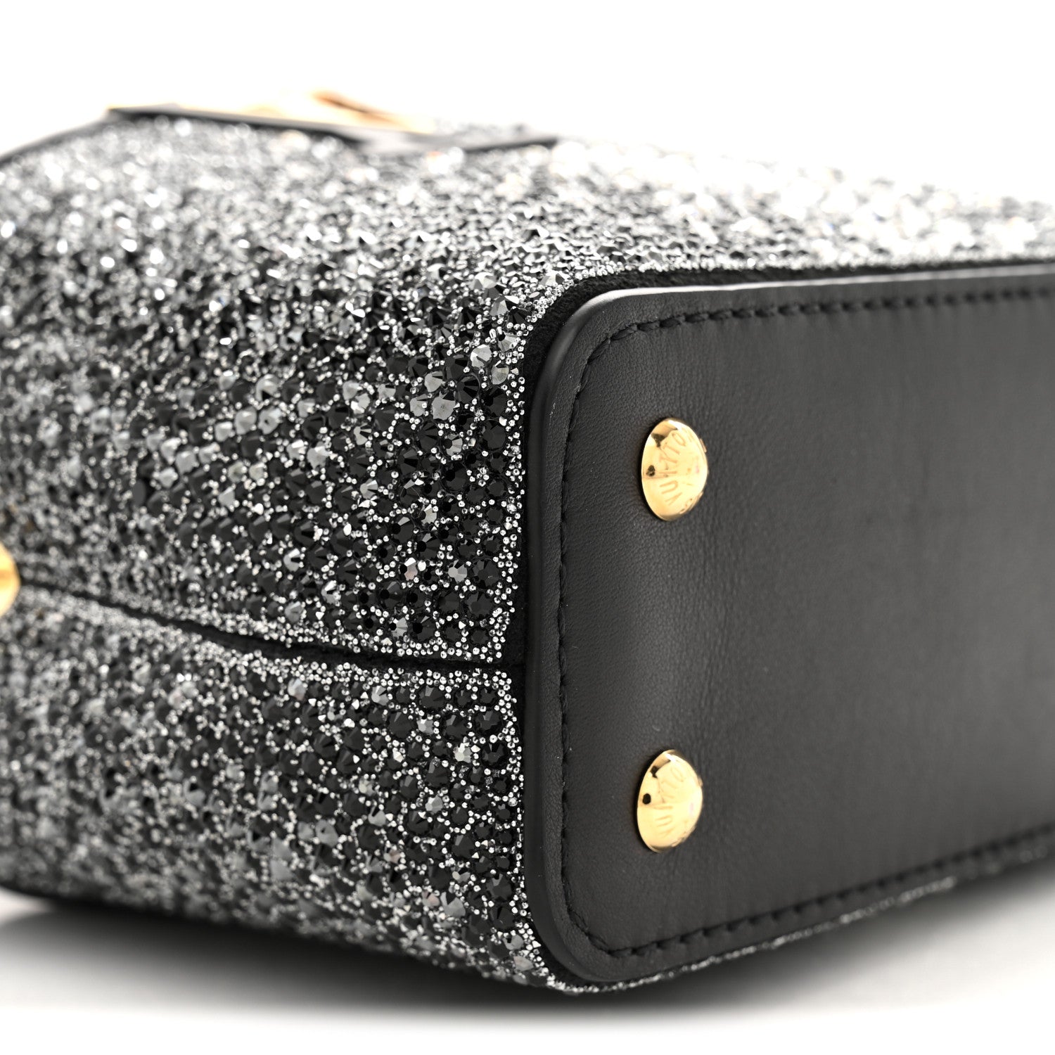 Louis Vuitton Crystal Cowhide Nano Capucines Silver Black
