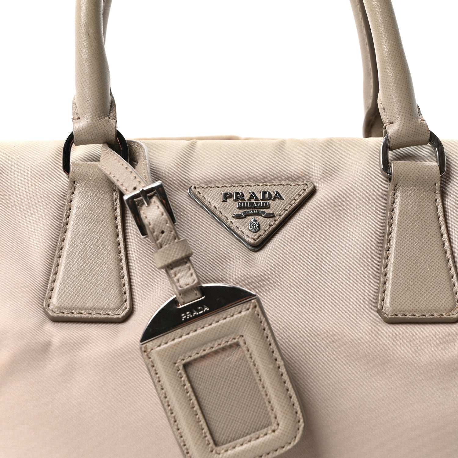 Prada Nylon Saffiano Bi-Color Tote Grey