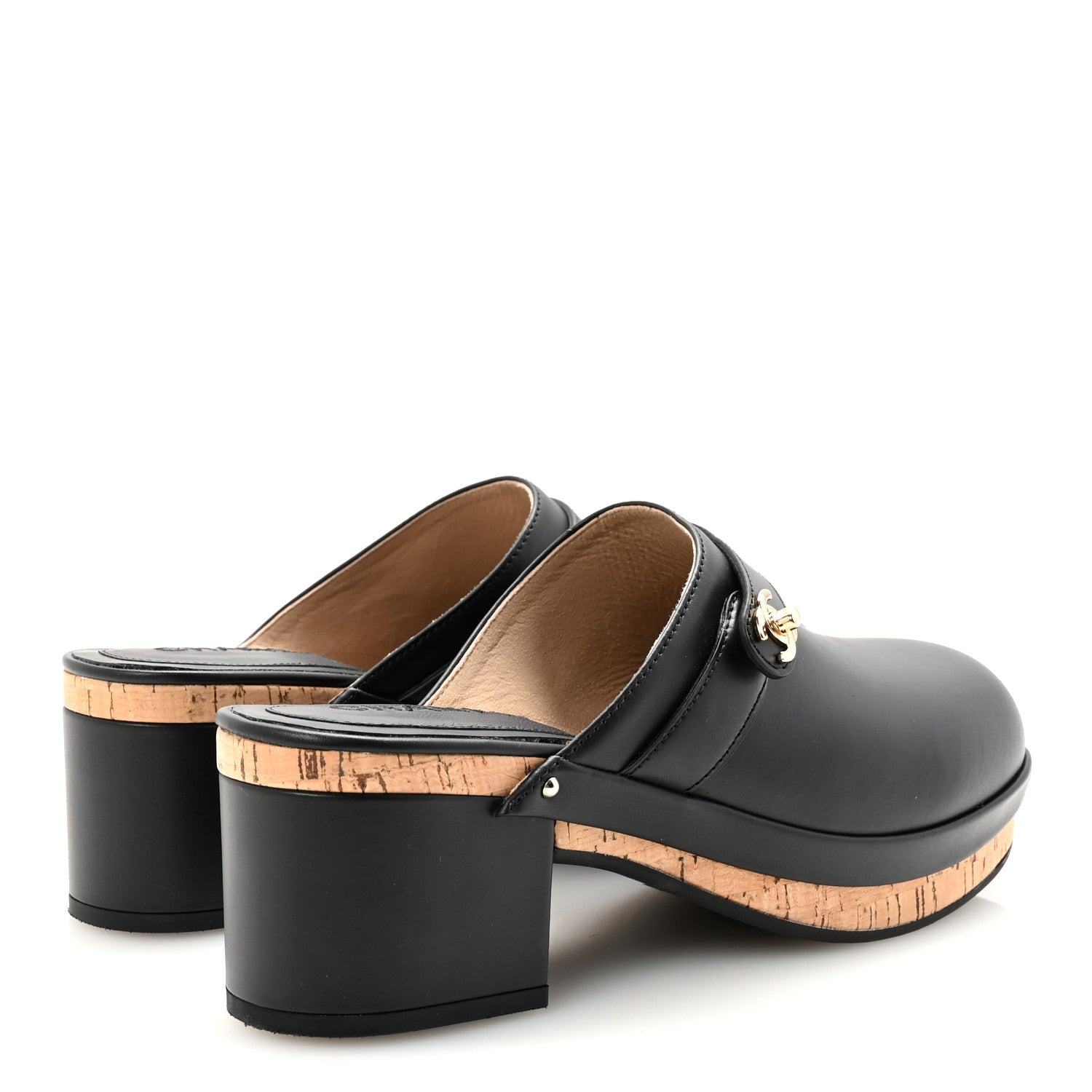 Calfskin CC Turn Lock Clogs 41 Black