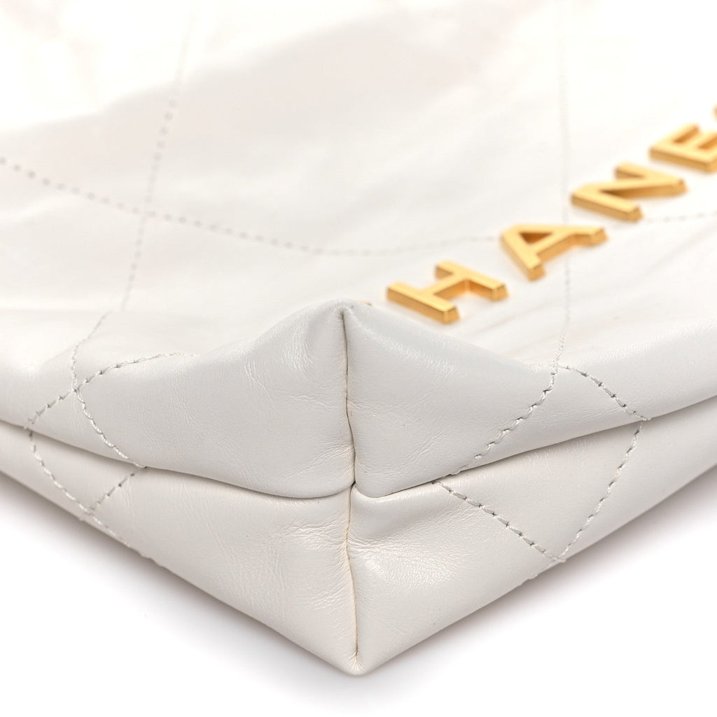 Chanel Shiny Calfskin Quilted Mini Chanel 22 White