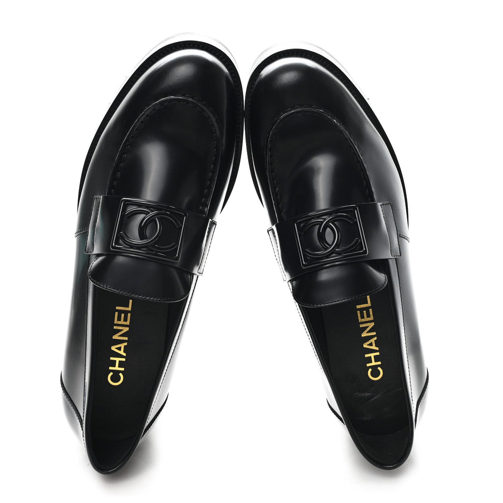 Calfskin Metal CC Loafers 40.5 Black