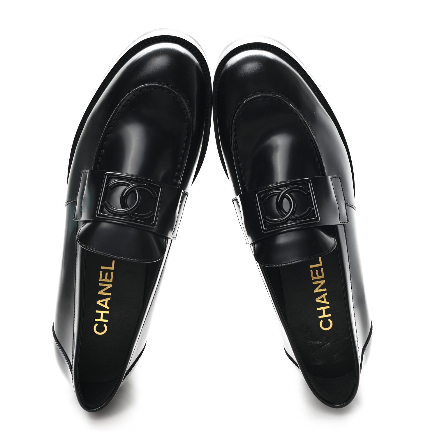 Calfskin Metal CC Loafers 40.5 Black