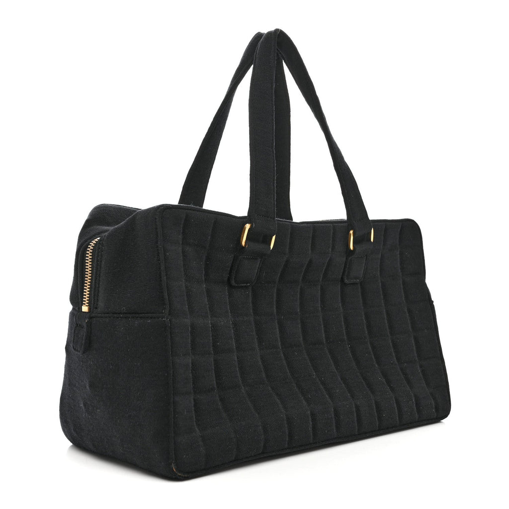 Chanel Jersey Square Quilted Bowler Black