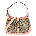 Gucci Snakeskin Ostrich Calfskin Small Jackie 1961 Hobo Pink Multicolor