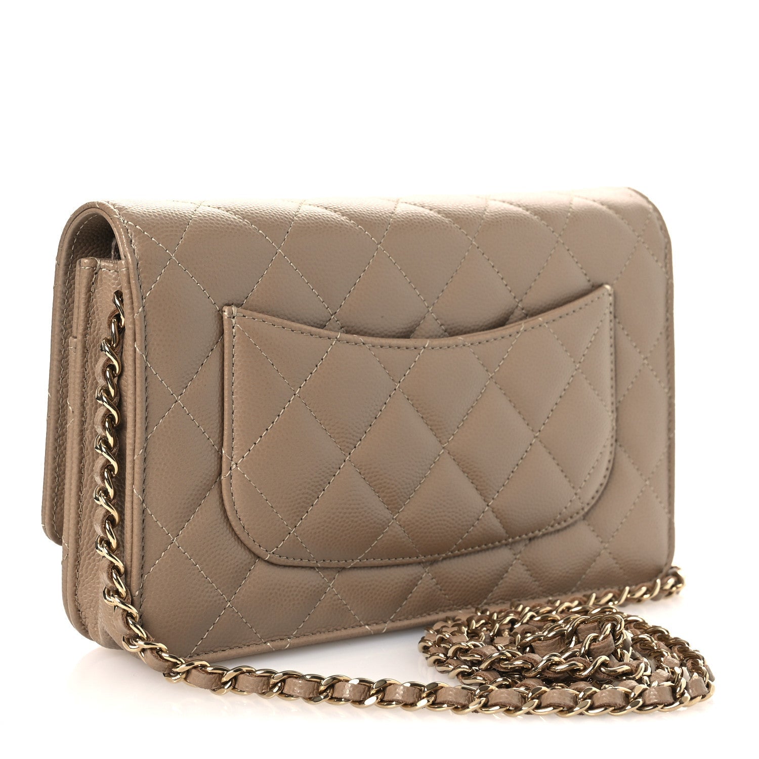 Chanel Caviar Quilted Wallet on Chain WOC Dark Beige