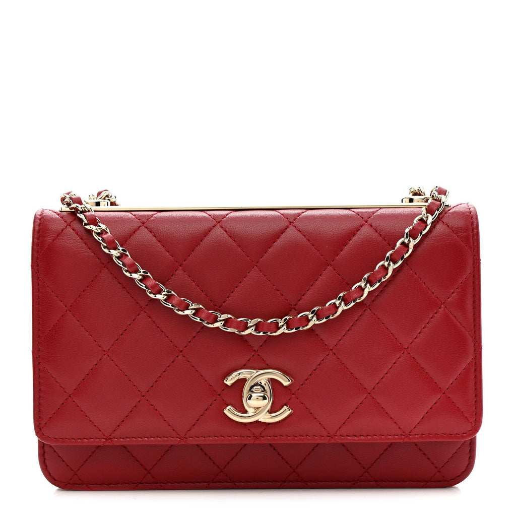 Chanel Lambskin Quilted Trendy CC Wallet On Chain WOC Red