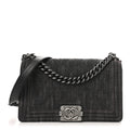 Chanel Denim Quilted Medium Boy Flap Black