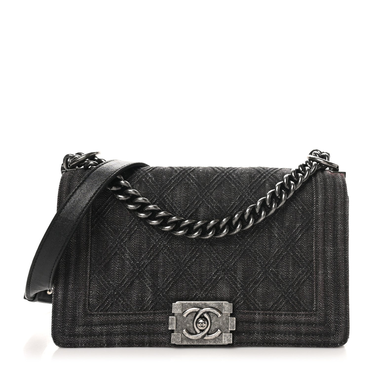 Chanel Denim Quilted Medium Boy Flap Black