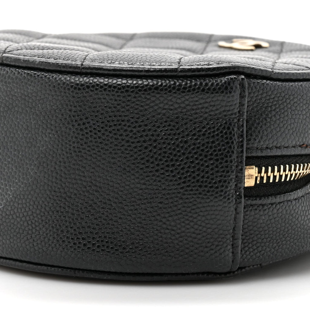Chanel Caviar Quilted Round Clutch With Chain Black