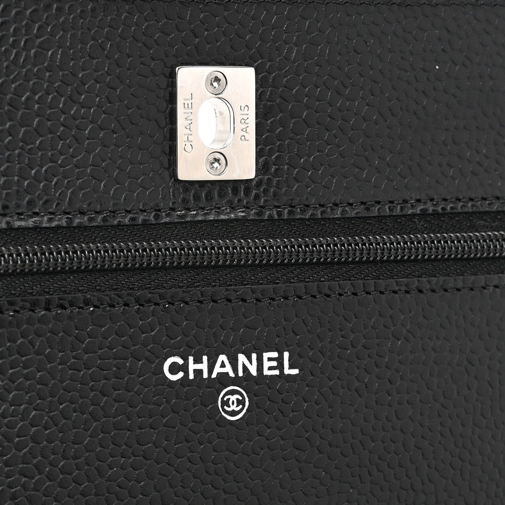 Chanel Caviar Quilted CC Turnlock Wallet On Chain WOC Black