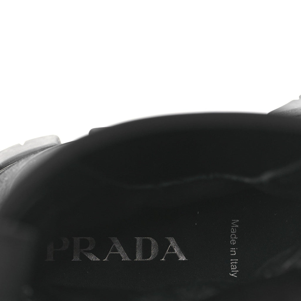 Prada Re-Nylon Gabardine Rubber Triangle Logo Womens Monolith 55mm Ankle Boots 38 Black