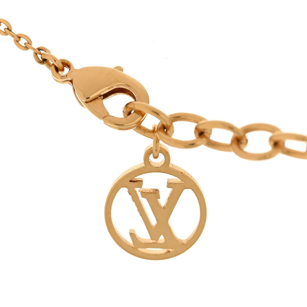 Louis Vuitton Nanogram Name Tag Necklace Gold