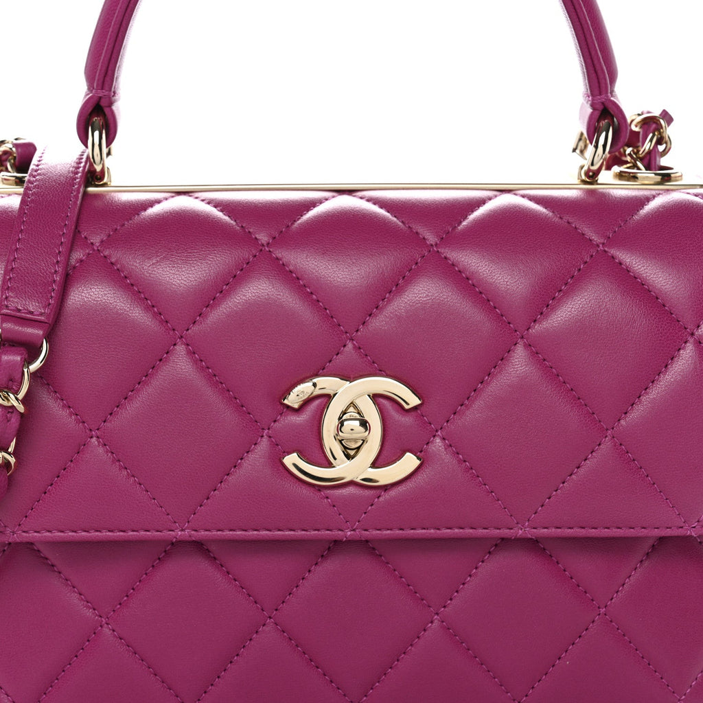 Chanel Lambskin Quilted Small Trendy CC Flap Dual Handle Bag Dark Pink