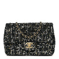 Chanel Tweed Sequin Small Single Flap Black Silvery Golden
