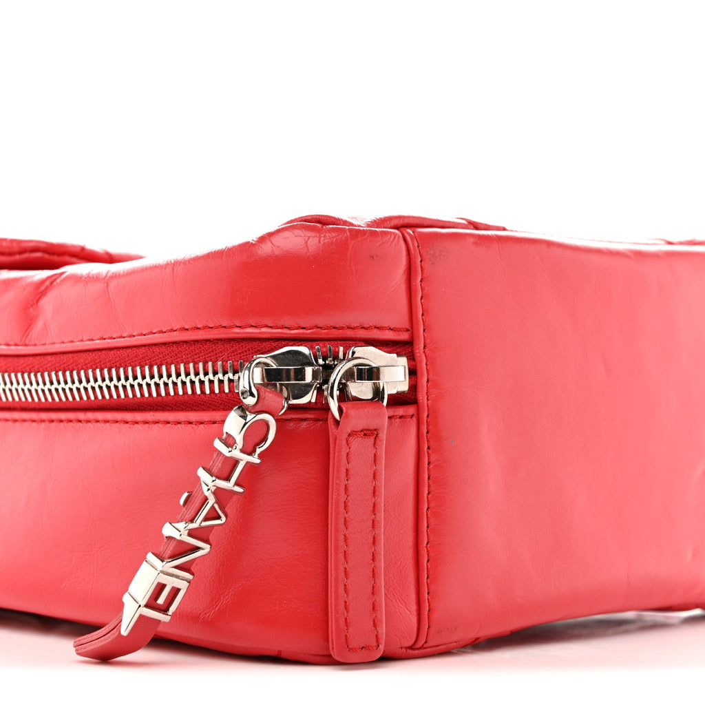 Chanel Aged Calfskin Quilted Top Handle Camera Case Red