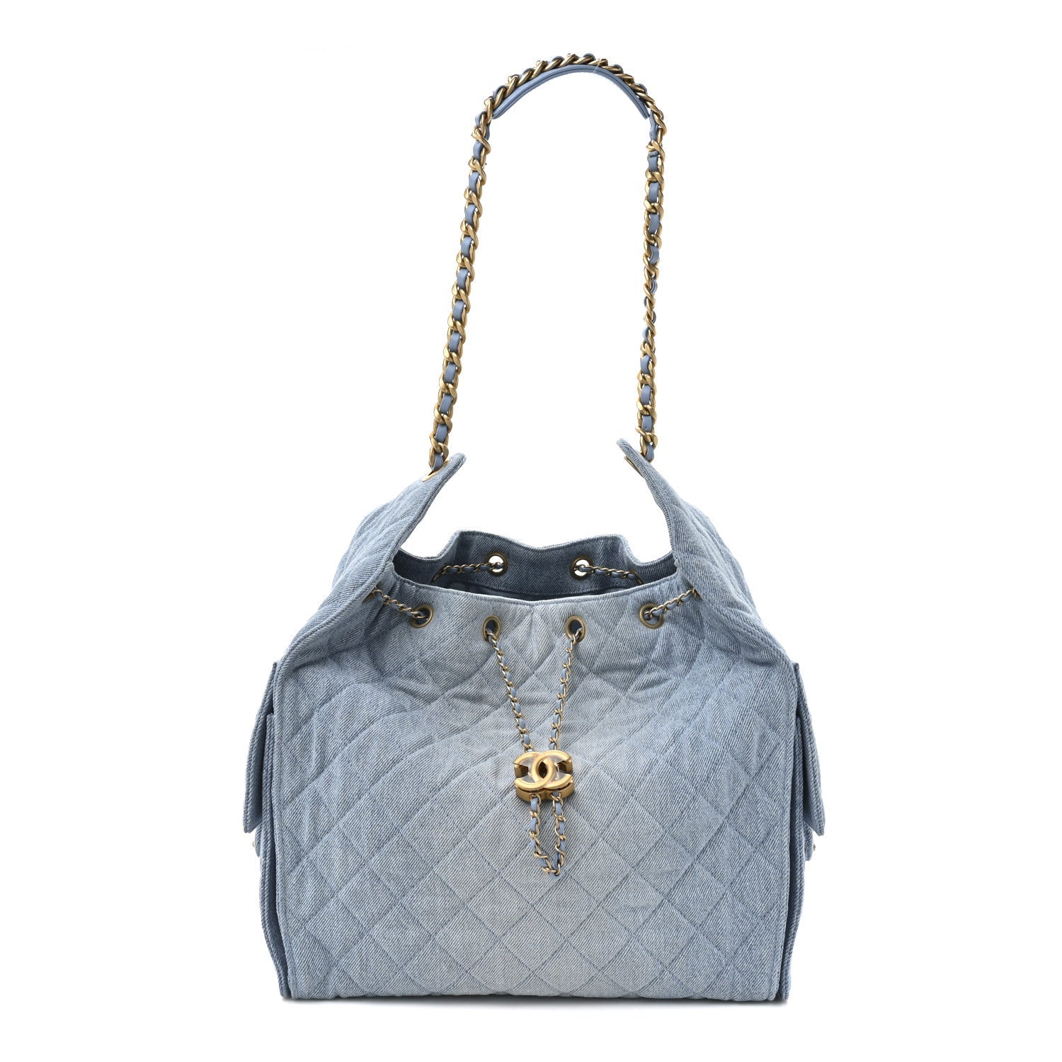 Chanel Washed Denim Quilted Medium Chanel 25 Handbag Blue