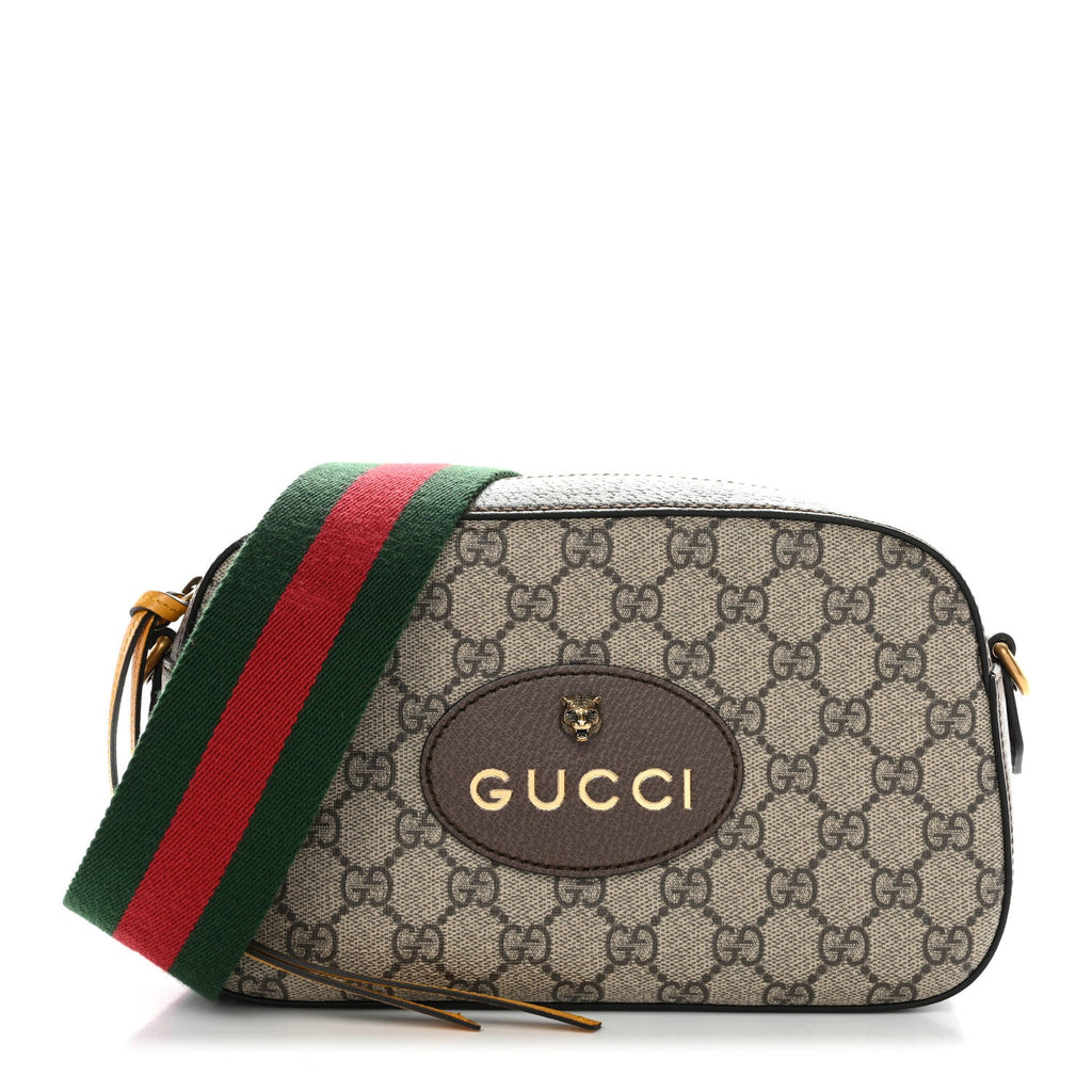 Gucci GG Supreme Monogram Web Neo Vintage Shoulder Bag Beige New Acero Crop