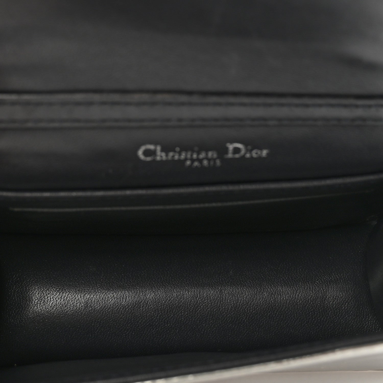 Christian Dior Metallic Patent Micro-Cannage Baby Diorama Flap Bag Silver