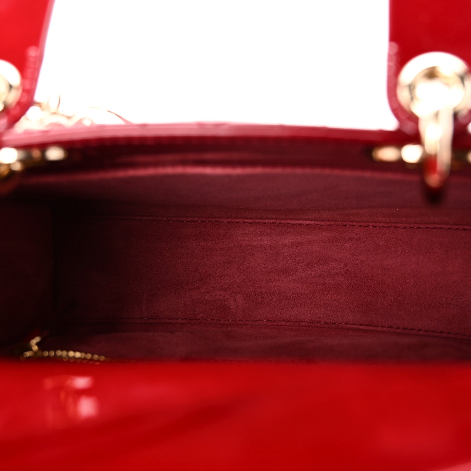 Christian Dior Patent Cannage Small Lady Dior Cherry Red