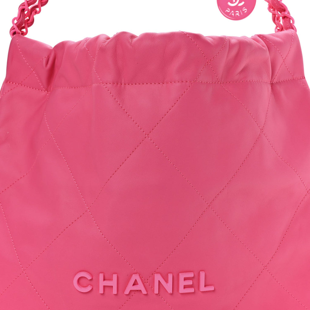 Chanel Matte Calfskin Quilted Monochrome Small Chanel 22 Fuchsia