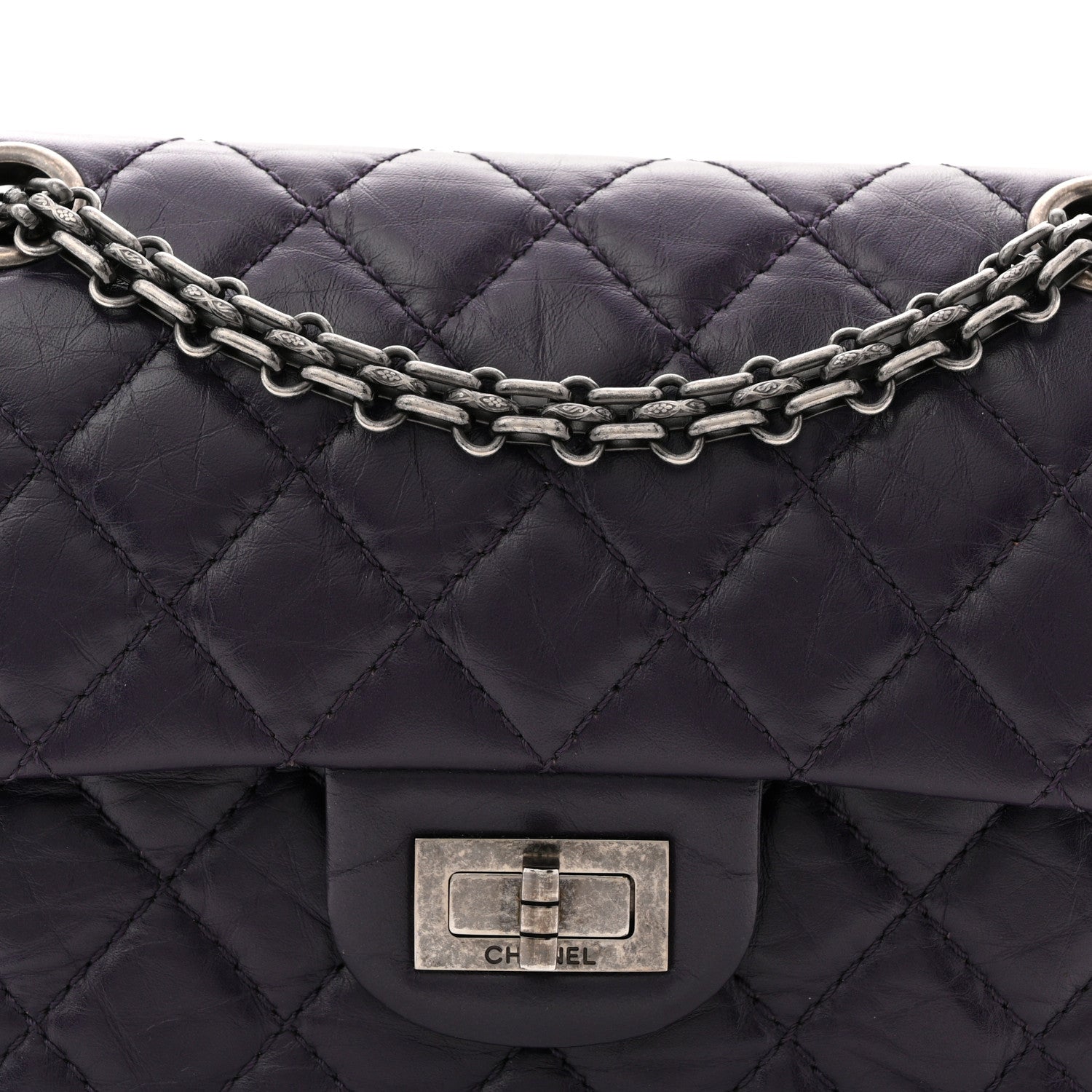 Chanel Aged Calfskin Quilted 2.55 Reissue Mini Flap Dark Purple