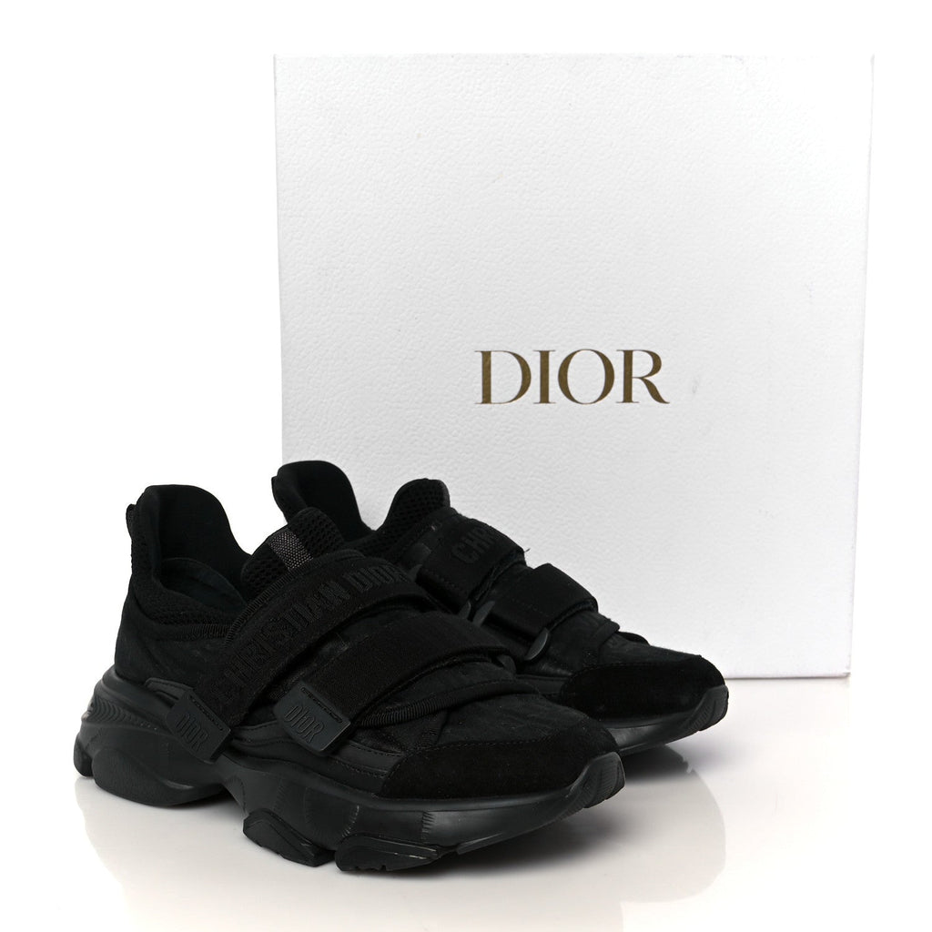 Christian Dior Shiny Oblique Technical Fabric Nylon Womens D-Wander Sneakers 35.5 Black