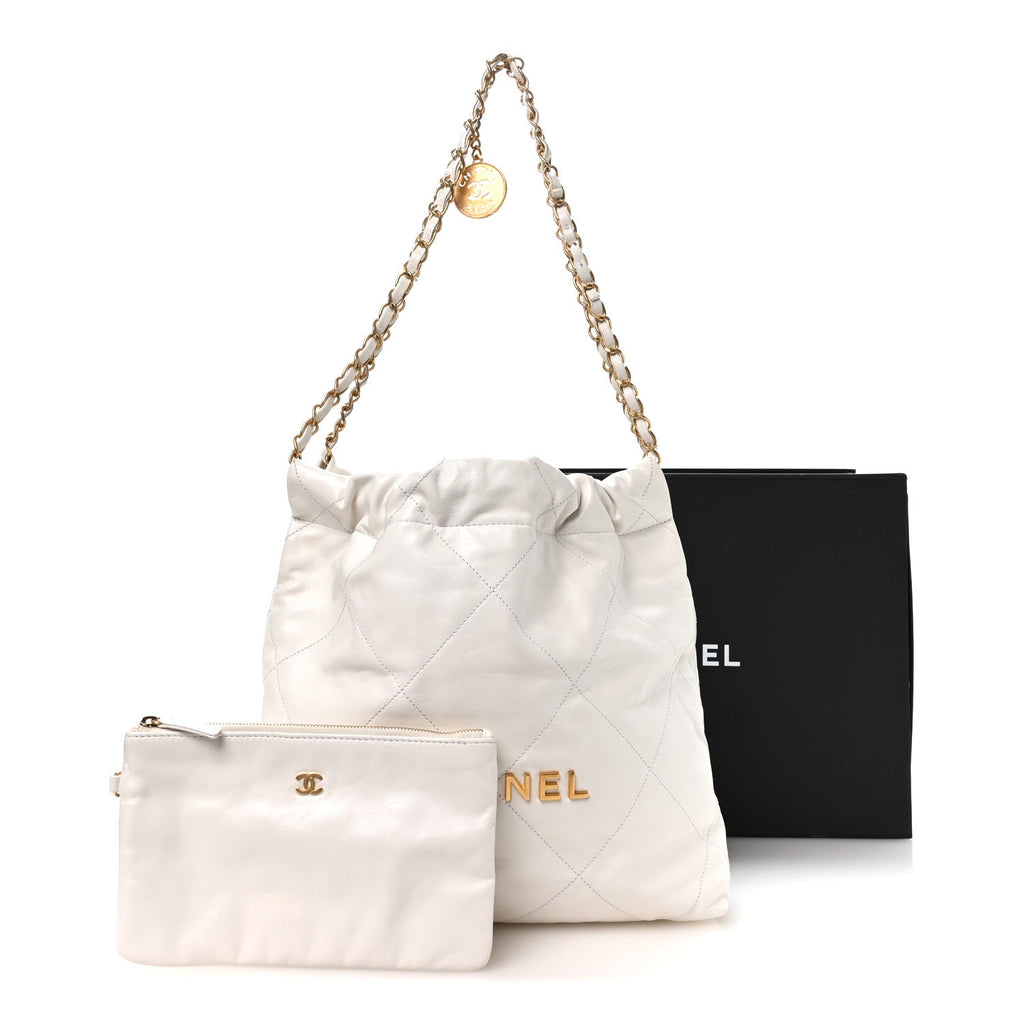 Chanel Shiny Calfskin Quilted Small Chanel 22 White