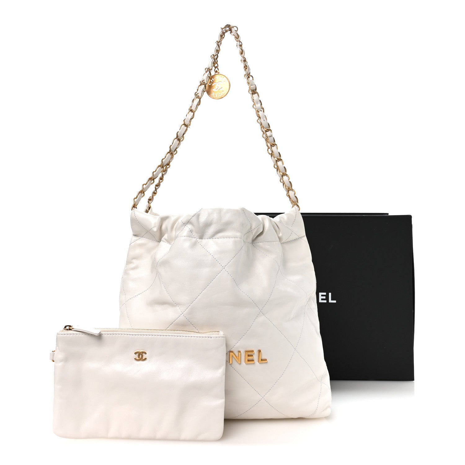 Chanel Shiny Calfskin Quilted Small Chanel 22 White