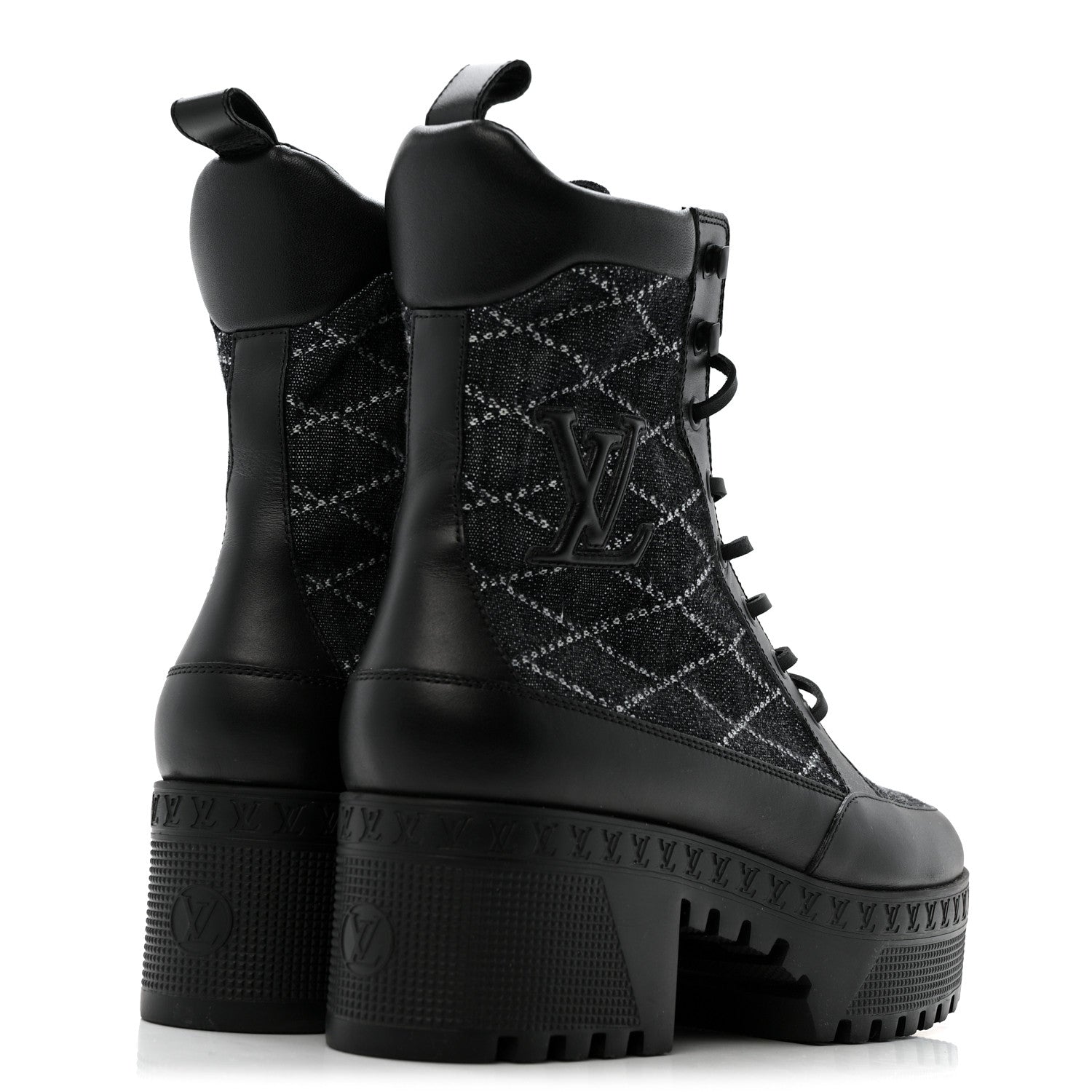Louis Vuitton Denim Malletage Laureate Platform Desert Boots 39 Dark Blue