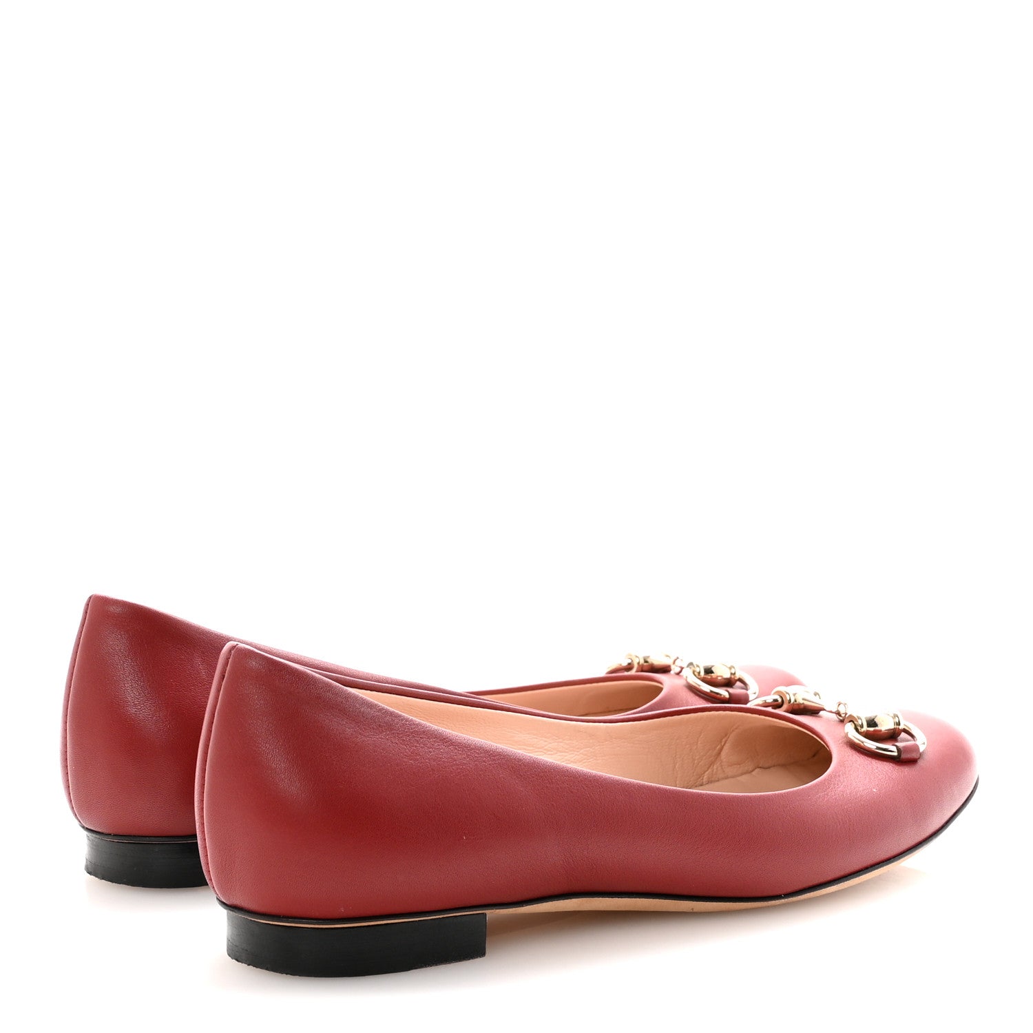 Gucci Calfskin Horsebit Ballerina Flats 35.5 Red
