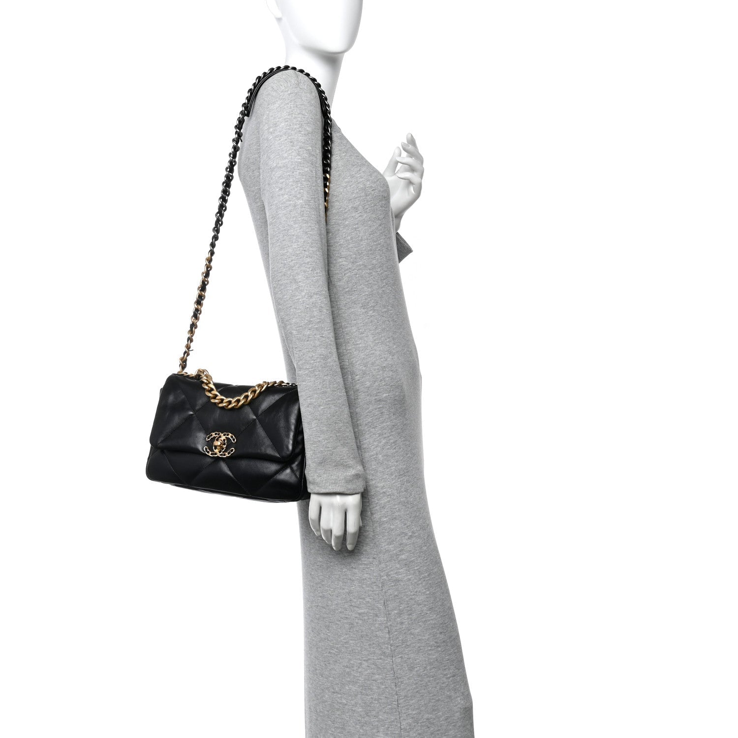 Chanel Lambskin Quilted Medium Chanel 19 Flap Black