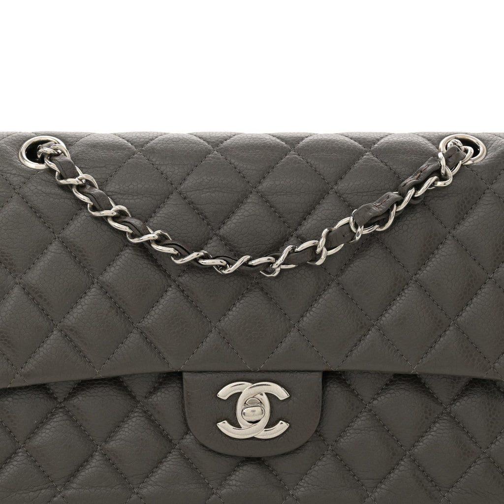 Chanel Caviar Quilted Medium Double Flap Dark Grey
