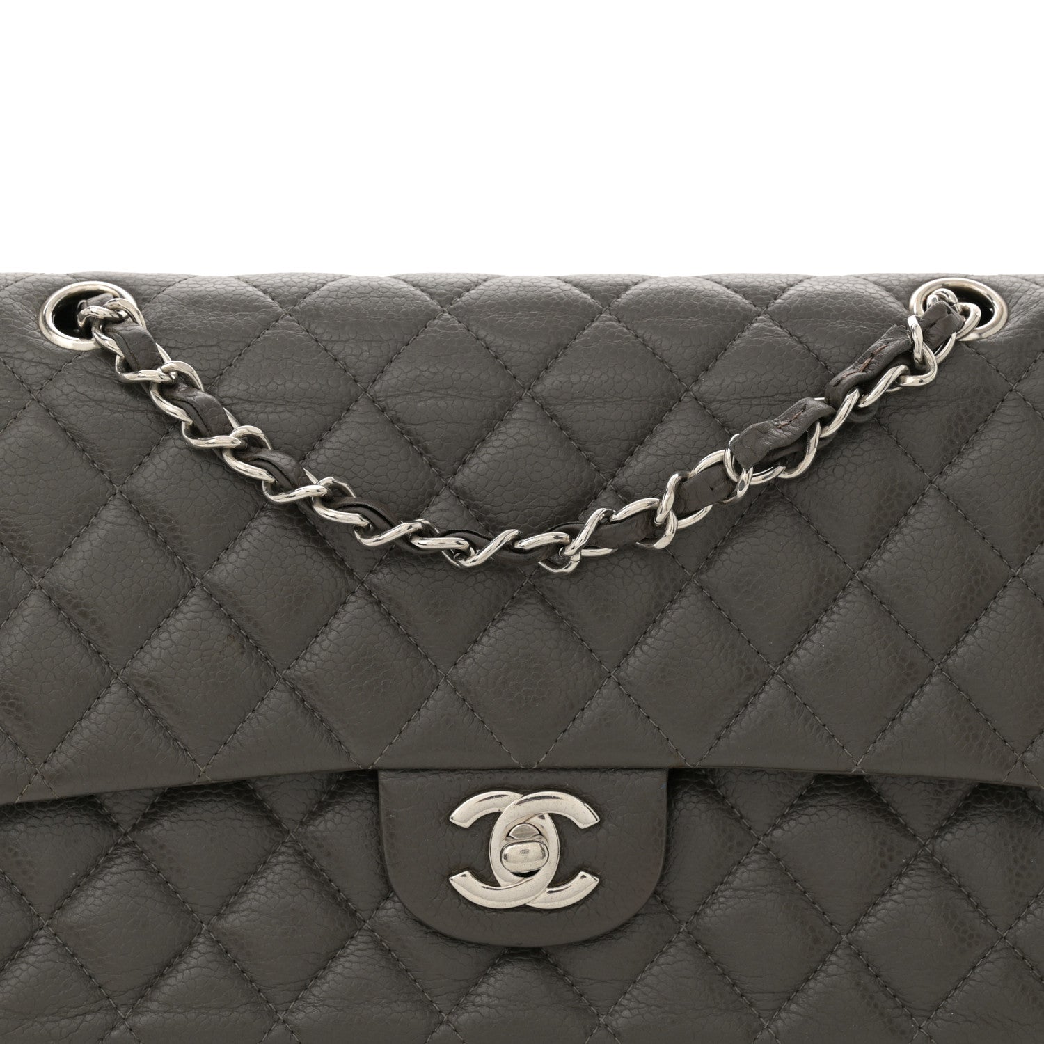 Chanel Caviar Quilted Medium Double Flap Dark Grey