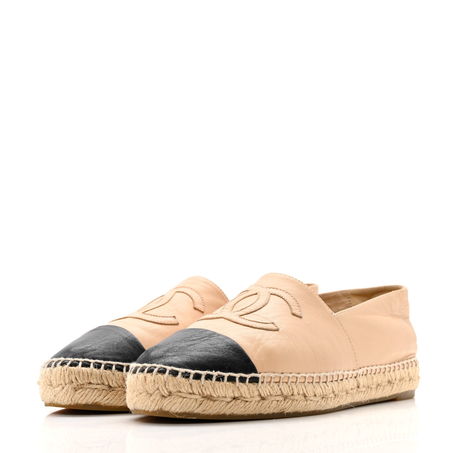 Lambskin CC Espadrilles 39 Beige Black