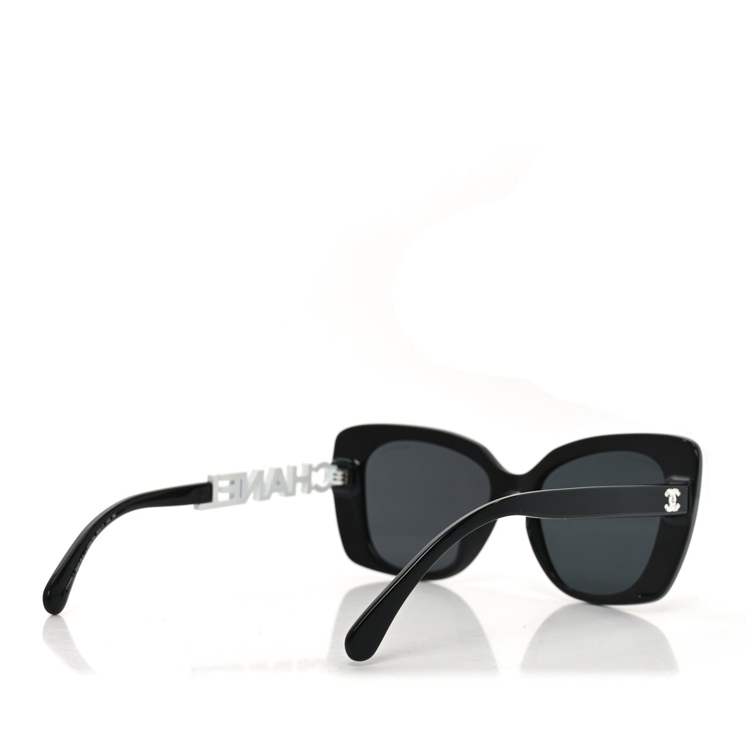 Acetate Strass Square Sunglasses 5422-B-A Black White