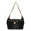 Chanel Washed Denim Quilted Mini Chanel 25 Handbag Black