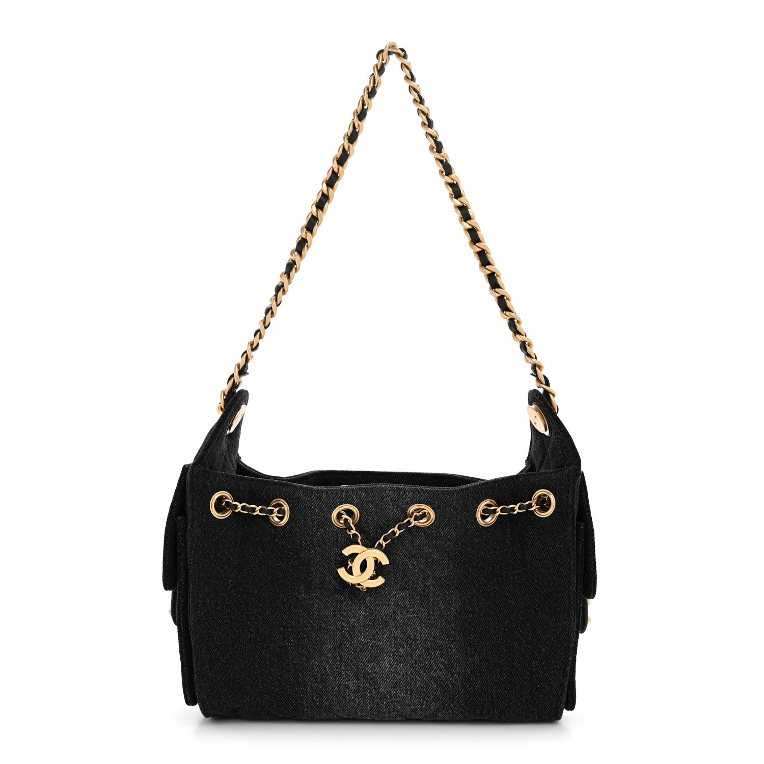 Chanel Washed Denim Quilted Mini Chanel 25 Handbag Black