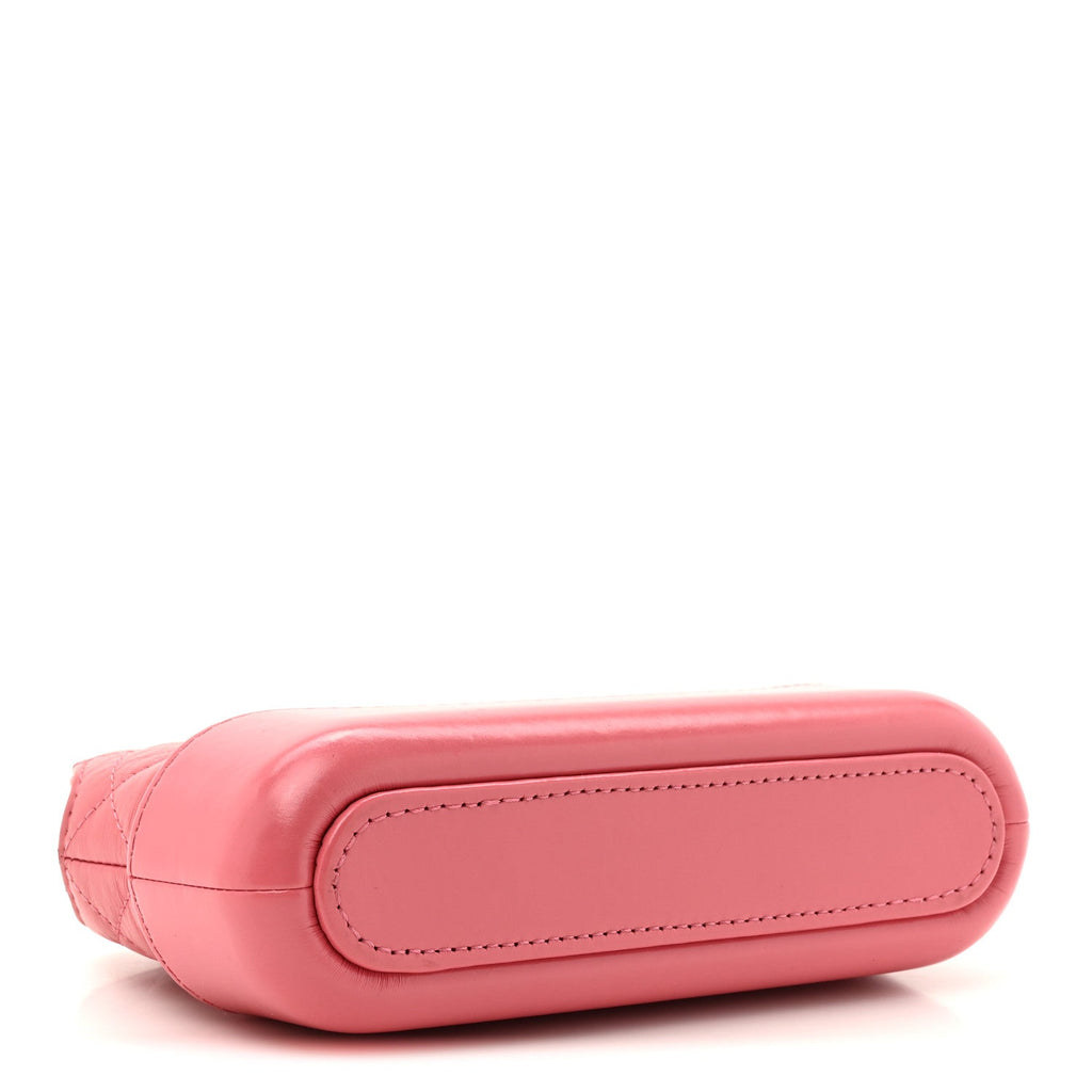 Chanel Aged Calfskin Quilted Small Gabrielle Clutch With Chain Pink