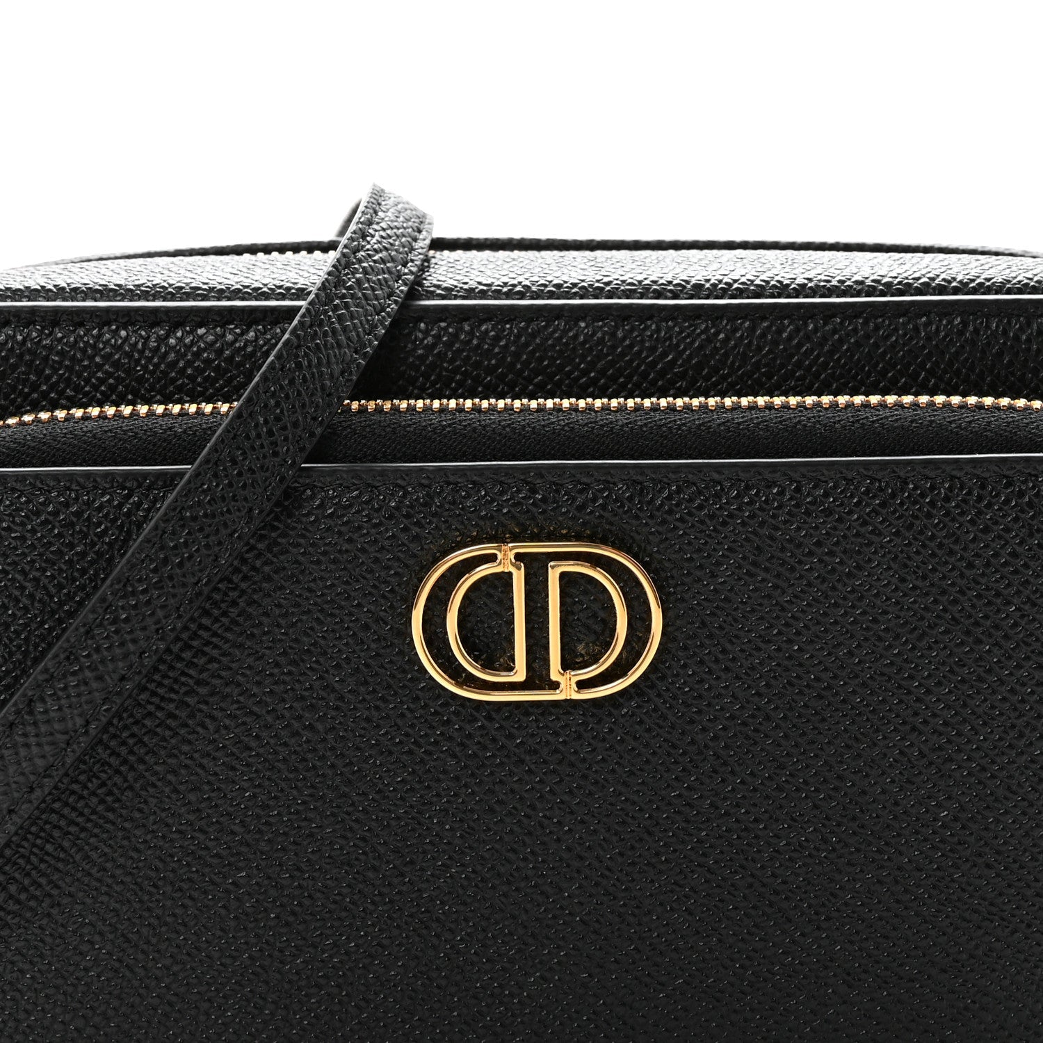 Christian Dior Grained Calfskin Caro Double Pouch Black