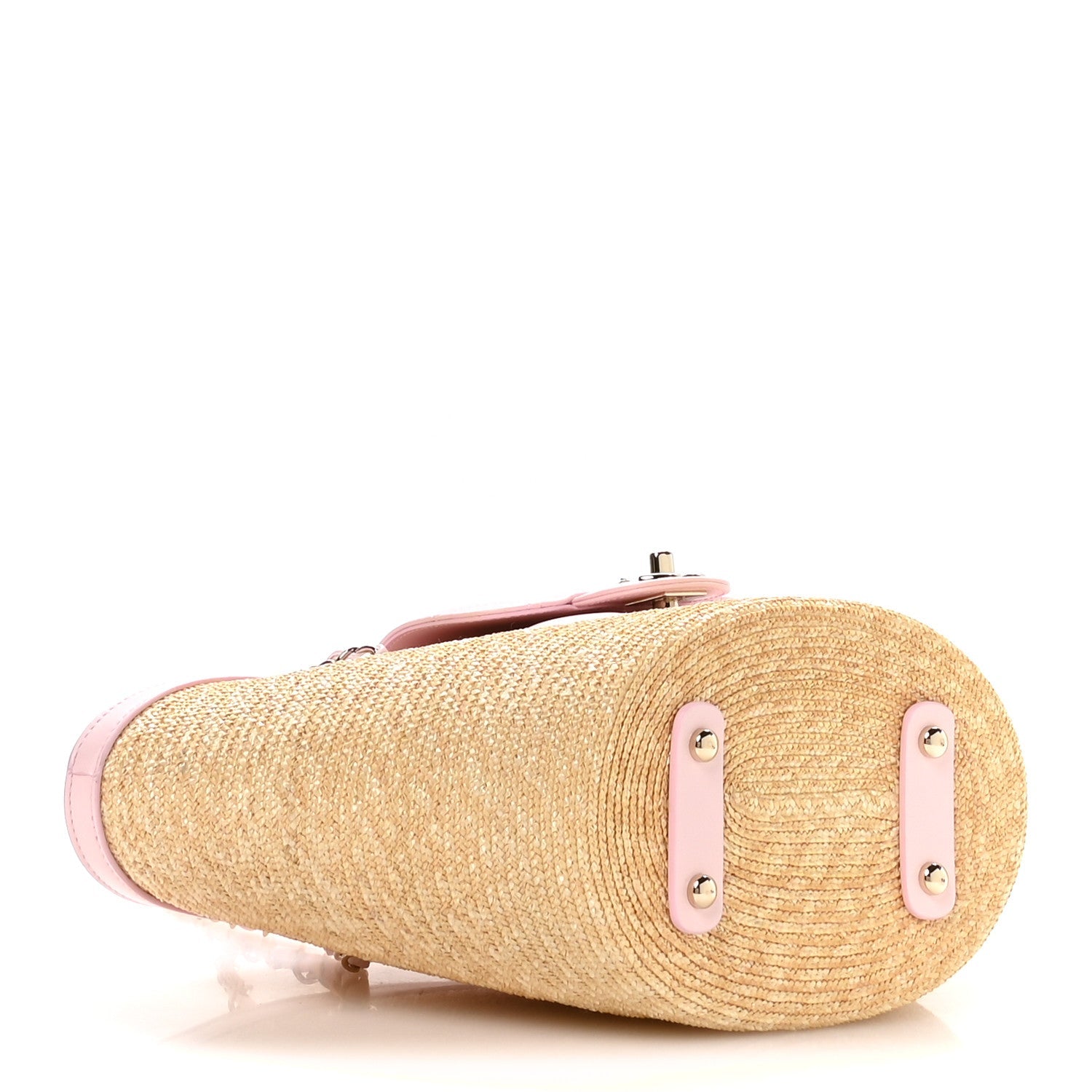 Chanel Raffia Lambskin Small Wicker Tote Beige Light Pink