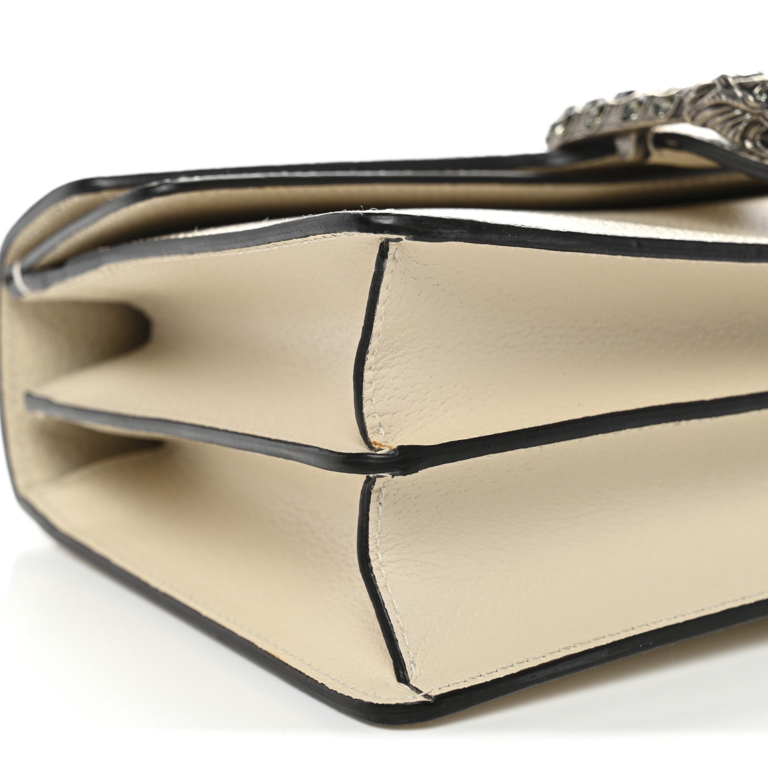 Gucci Textured Calfskin Crystal Small Dionysus Shoulder Bag Mystic White