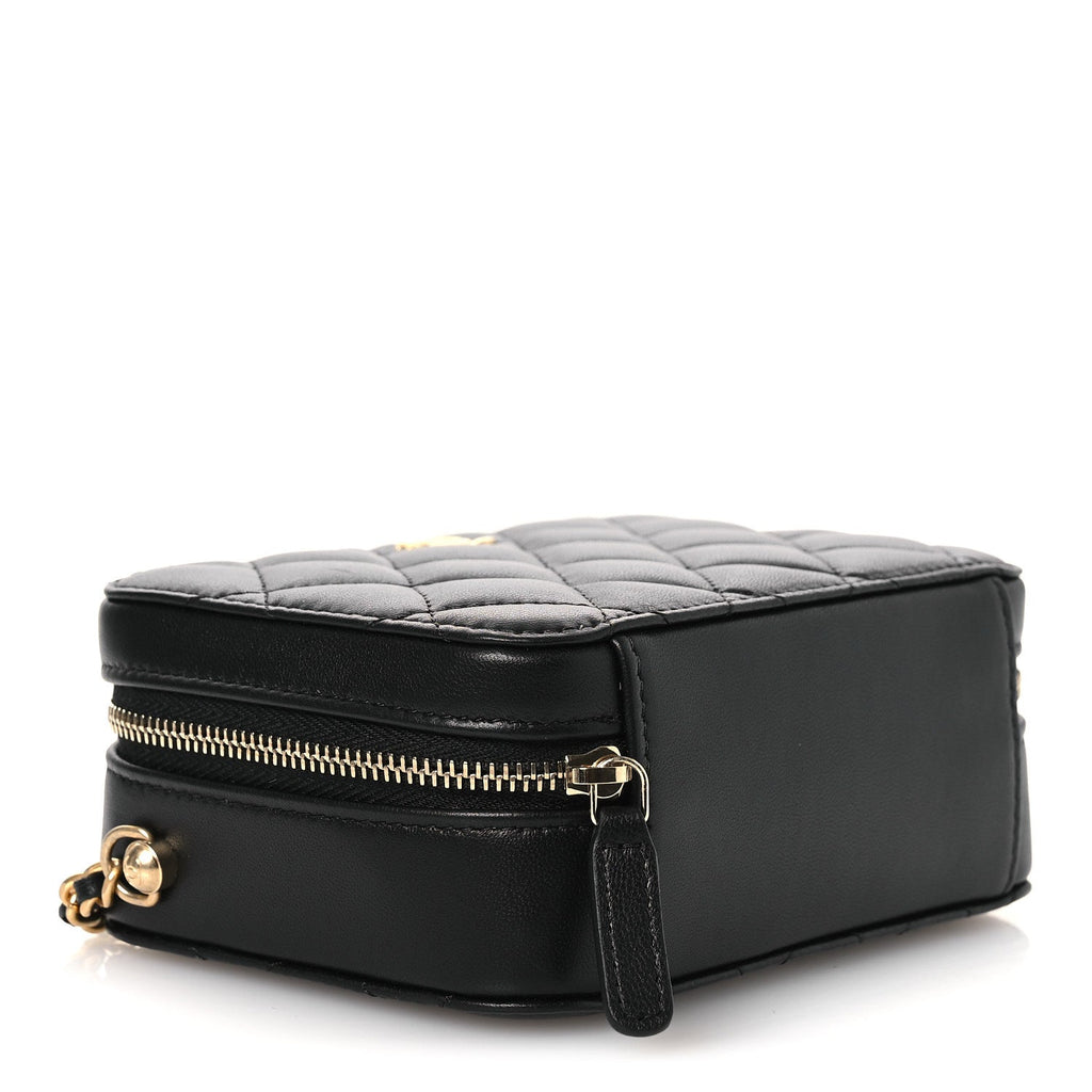 Chanel Lambskin Quilted CC Pearl Crush Camera Case Black