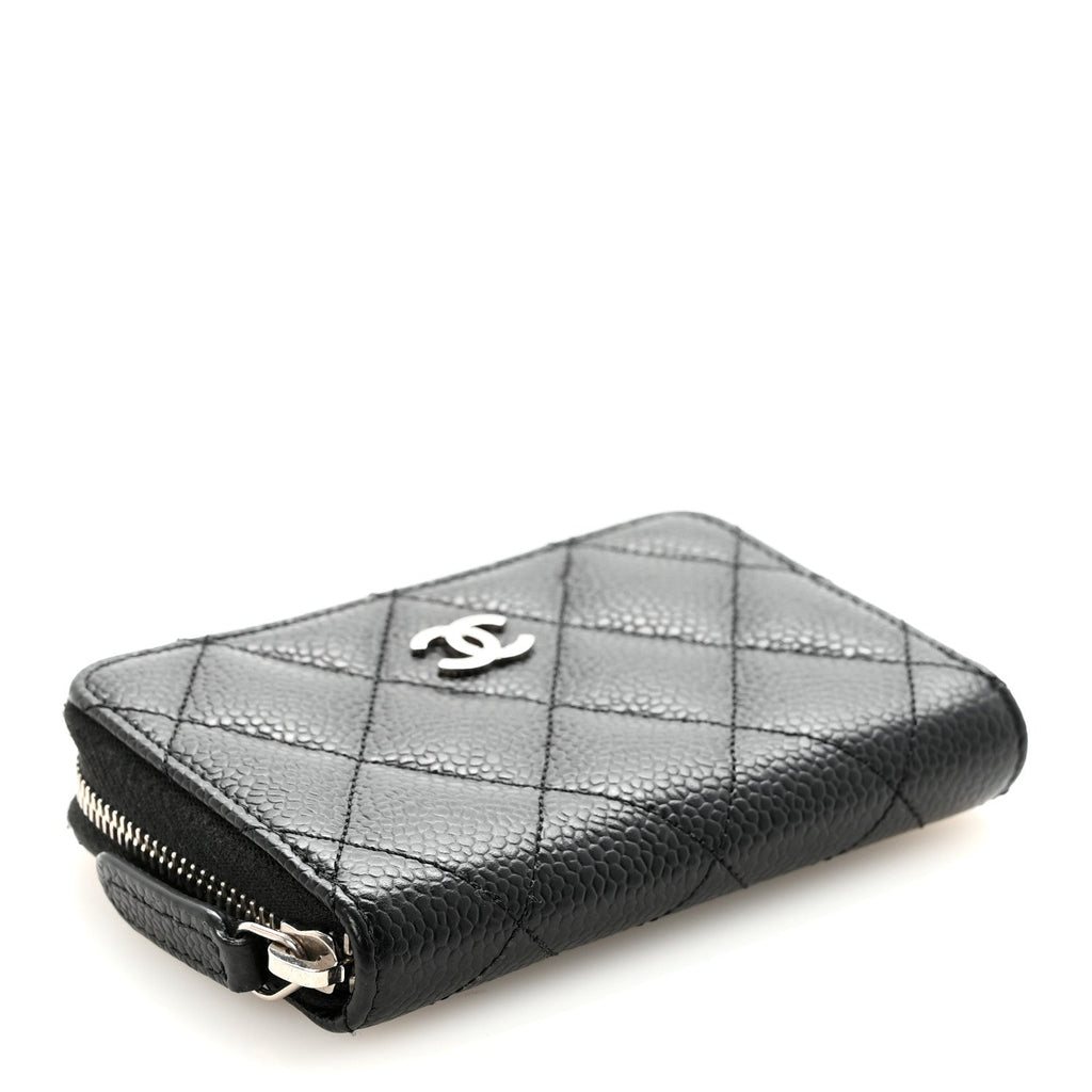 Caviar Quilted Zip Coin Purse Black